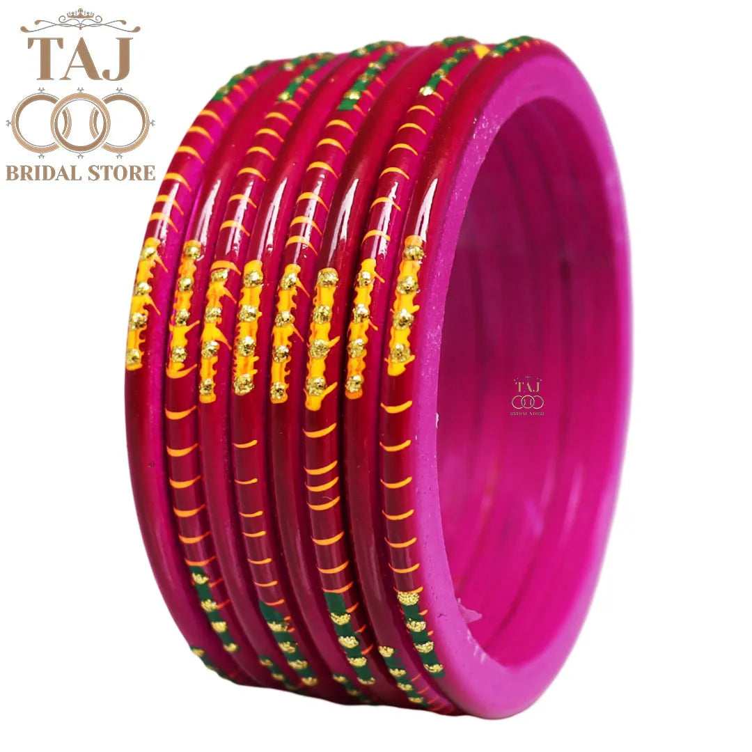 Rajasthani Plain Lac Bangles with Beautiful Handpaint Design