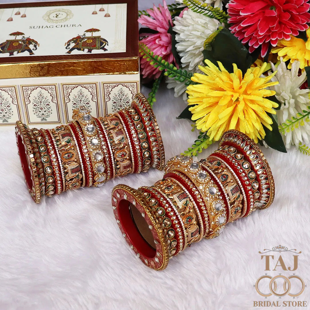 Premium Rajasthani Wedding Bangles Set with Latest Elephant Motifs