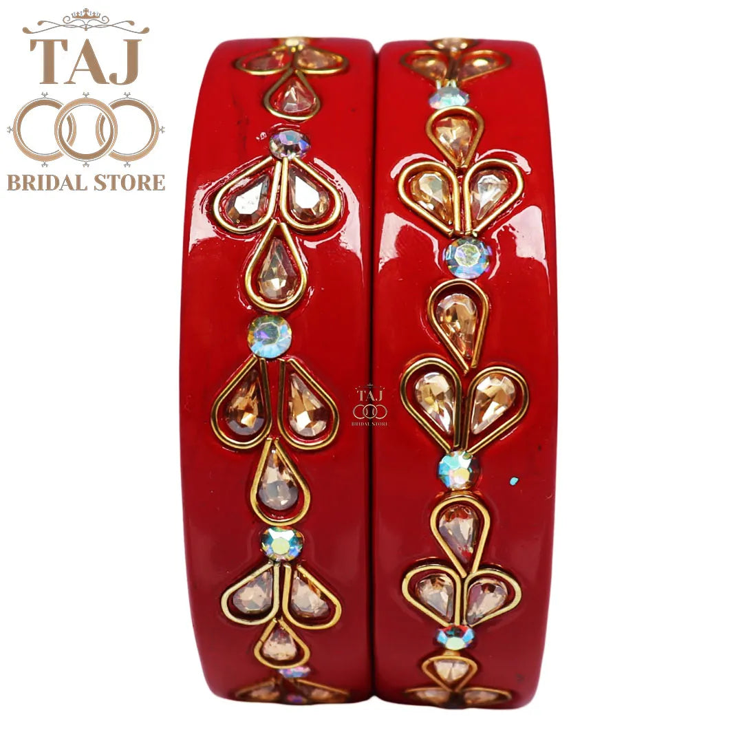 Designer Lac Kada Bangles with Exquisite Kundan Work (Set of 2)