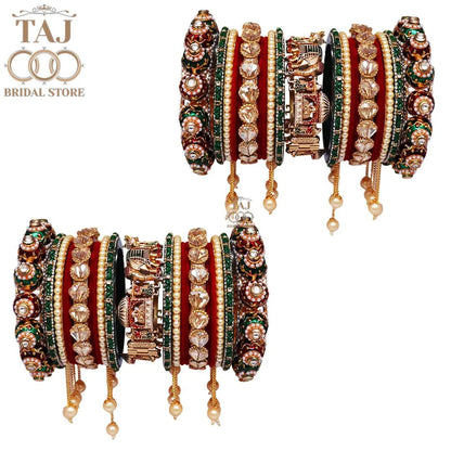 Premium Rajwadi Wedding Bangles Set with New Elephant & Doli Motifs