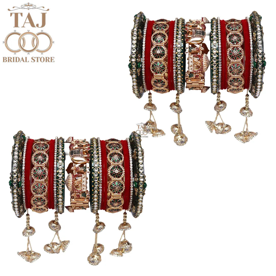 Premium Indian Bridal Bangle Set with Beautiful Doli-Elephant Motifs