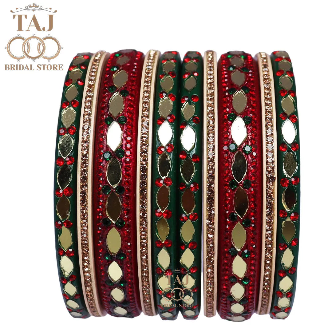 Rajasthani Lakh Short Chura Set With Beautiful Mirror Design (Pack of 10)