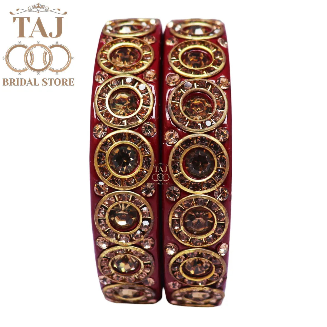 Elegant Lac Kada Bangles with Stunning Stones (Set of 2)