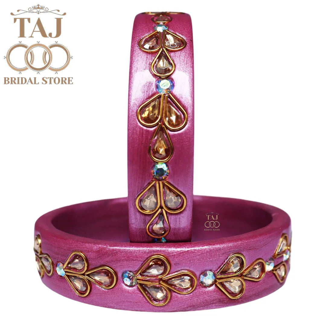 Designer Lac Kada Bangles with Exquisite Kundan Work (Set of 2)