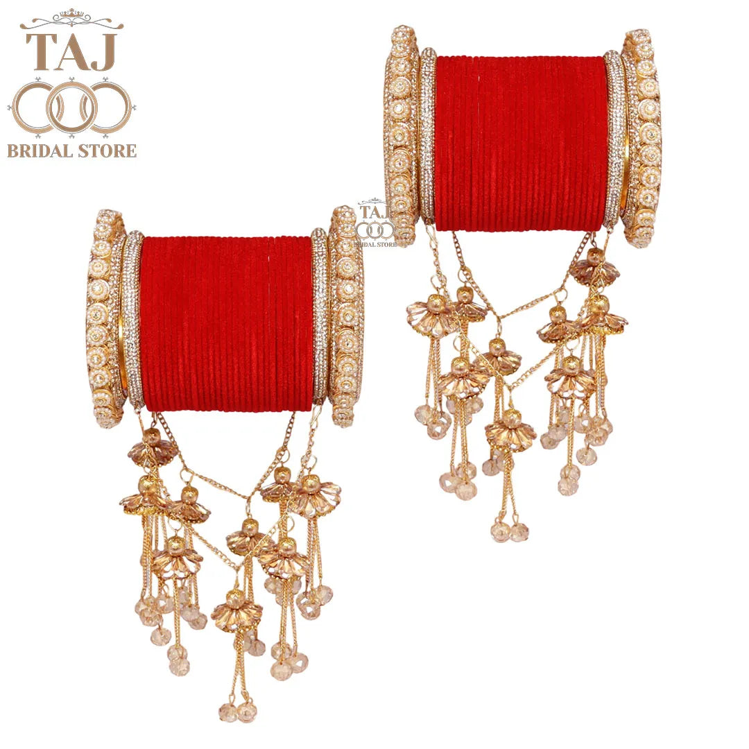 Premium Rajwadi Bridal Bangles Set with Beautiful Jhula Latkan