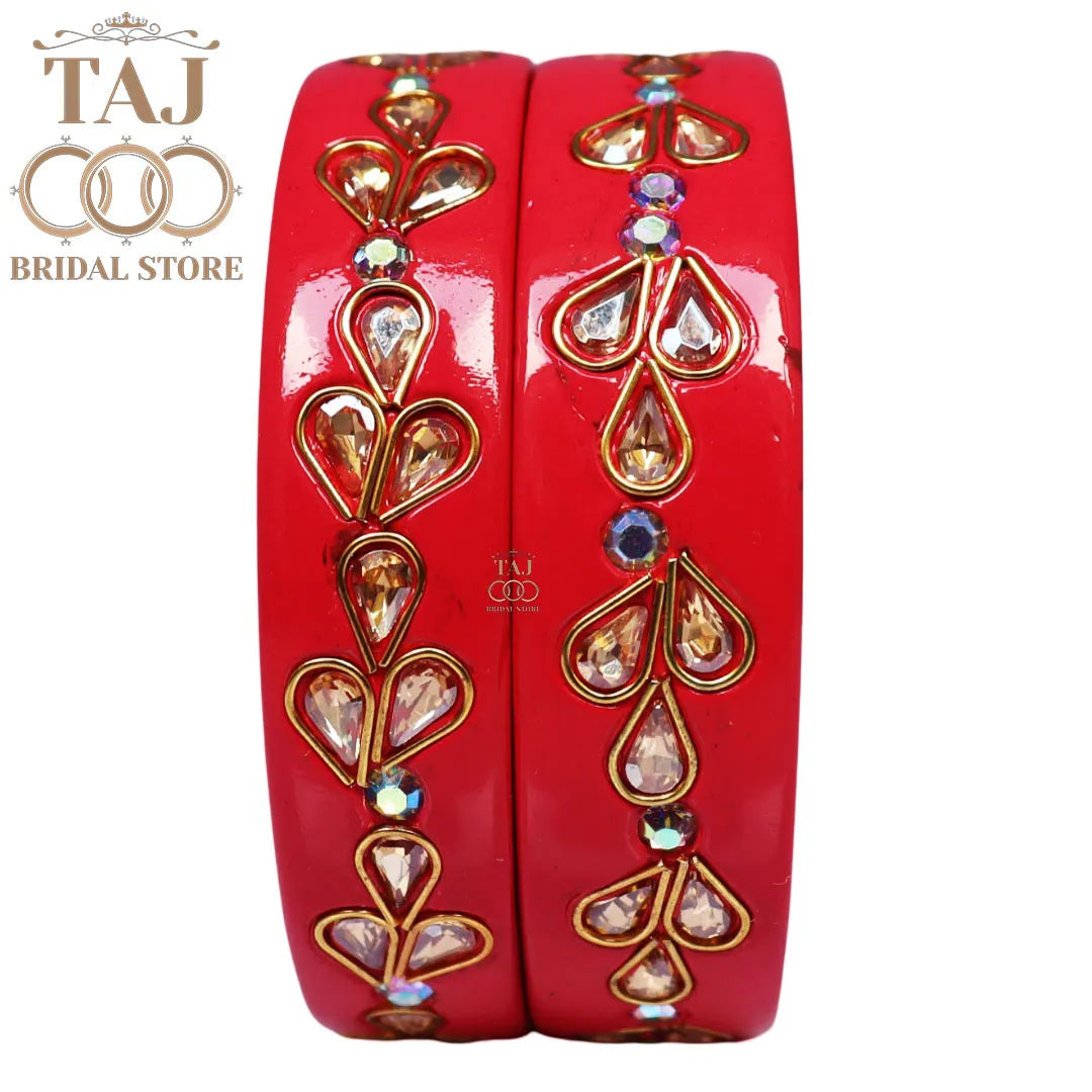 Designer Lac Kada Bangles with Exquisite Kundan Work (Set of 2)