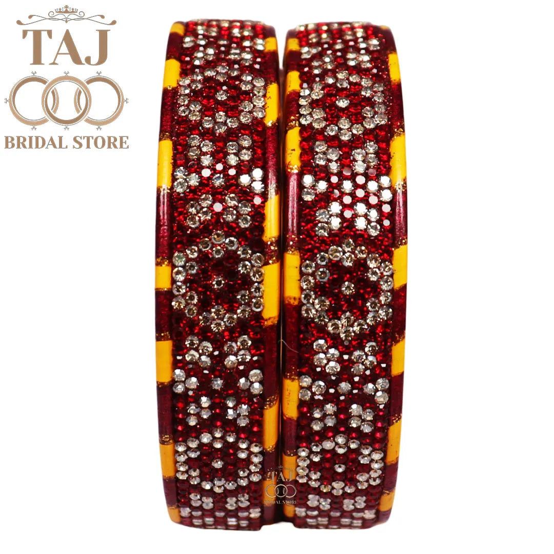 Lac Rajasthani Kada Bangles in Latest Rhinestons Design (Set of 2)