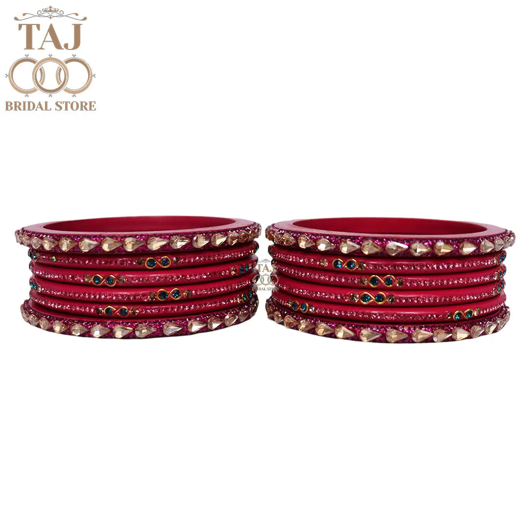 Rajasthani Short Lac Bangles Set With New Kundan Design