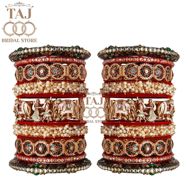 Traditional Indian Bridal Bangle Set with Best Dulha-Dulhan Motifs