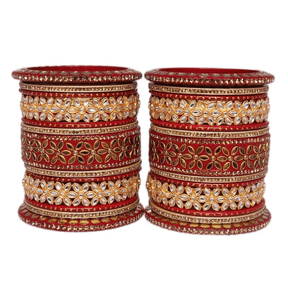 Lac Bangles with Beautiful Kundan Flower Design Taj Bridal Store