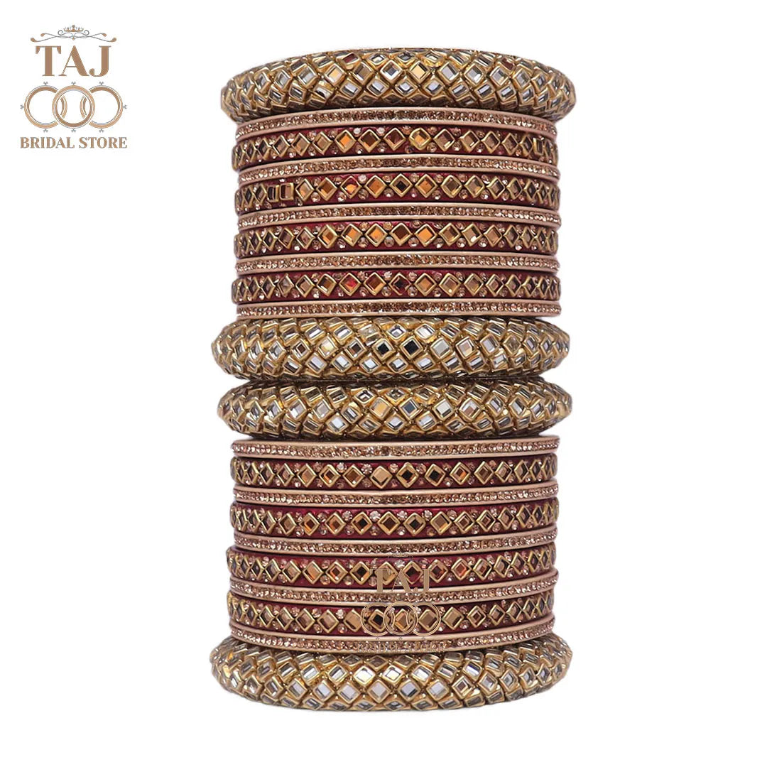 Lac Bangles for Bride with Beautiful Kundan Design Taj Bridal Store