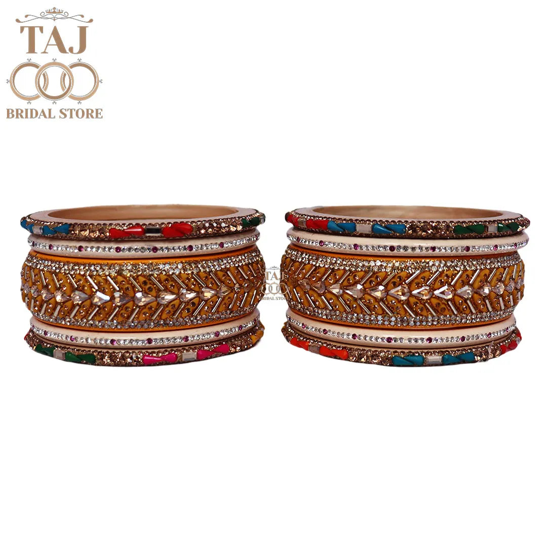 Women Lac Short Bangles Set With Latest Kundan Rhinestones Design