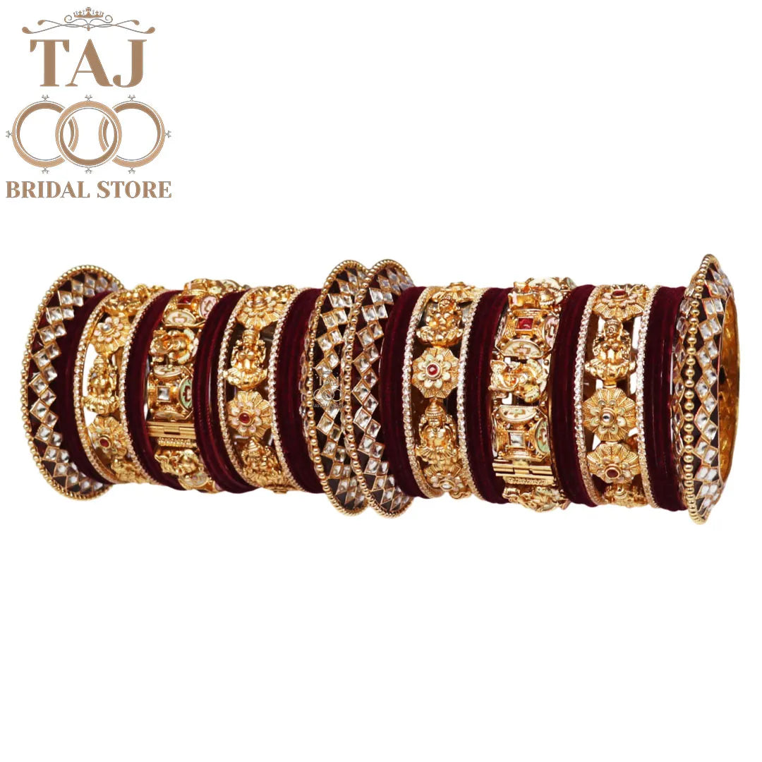 Rajwadi Wedding Bangles Set With New Divine Ganesh Motifs Kada