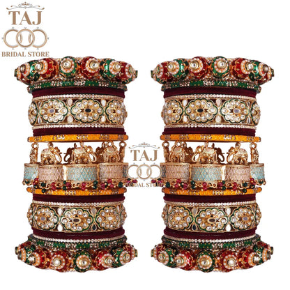 Rajasthani Rajwadi Wedding Chura With Beautiful Elephant Design Kada