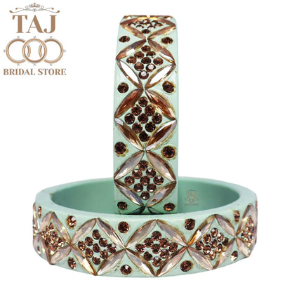 Traditional Rajasthani Lac Kada Bangles with Kundan and Rhinestones