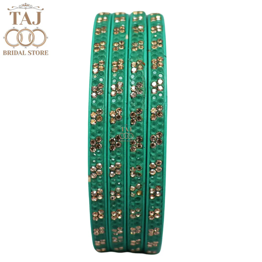 Designer Lac Bangles Set in Latest Traditional Rhinestones Design