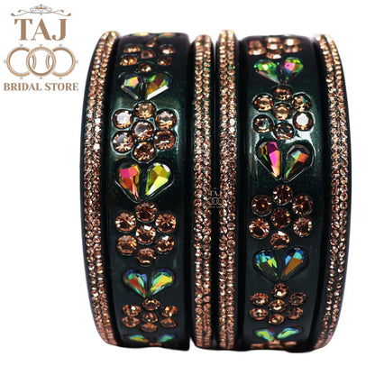 Rajasthani Short Lac Bangles Set in Latest Kundan & Rhinestons Design