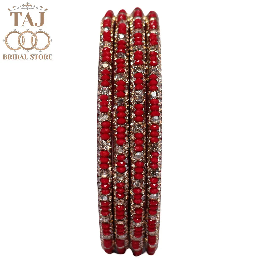 Handmade Lac Bangles For Women With Latest Rhinestones Design