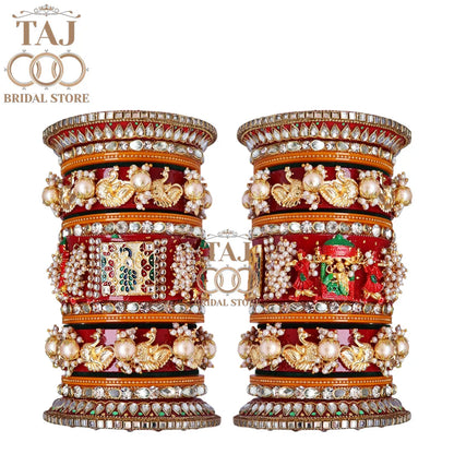 Rajwadi Wedding Chura Set With Beautiful Doli and Peacock Design Kada