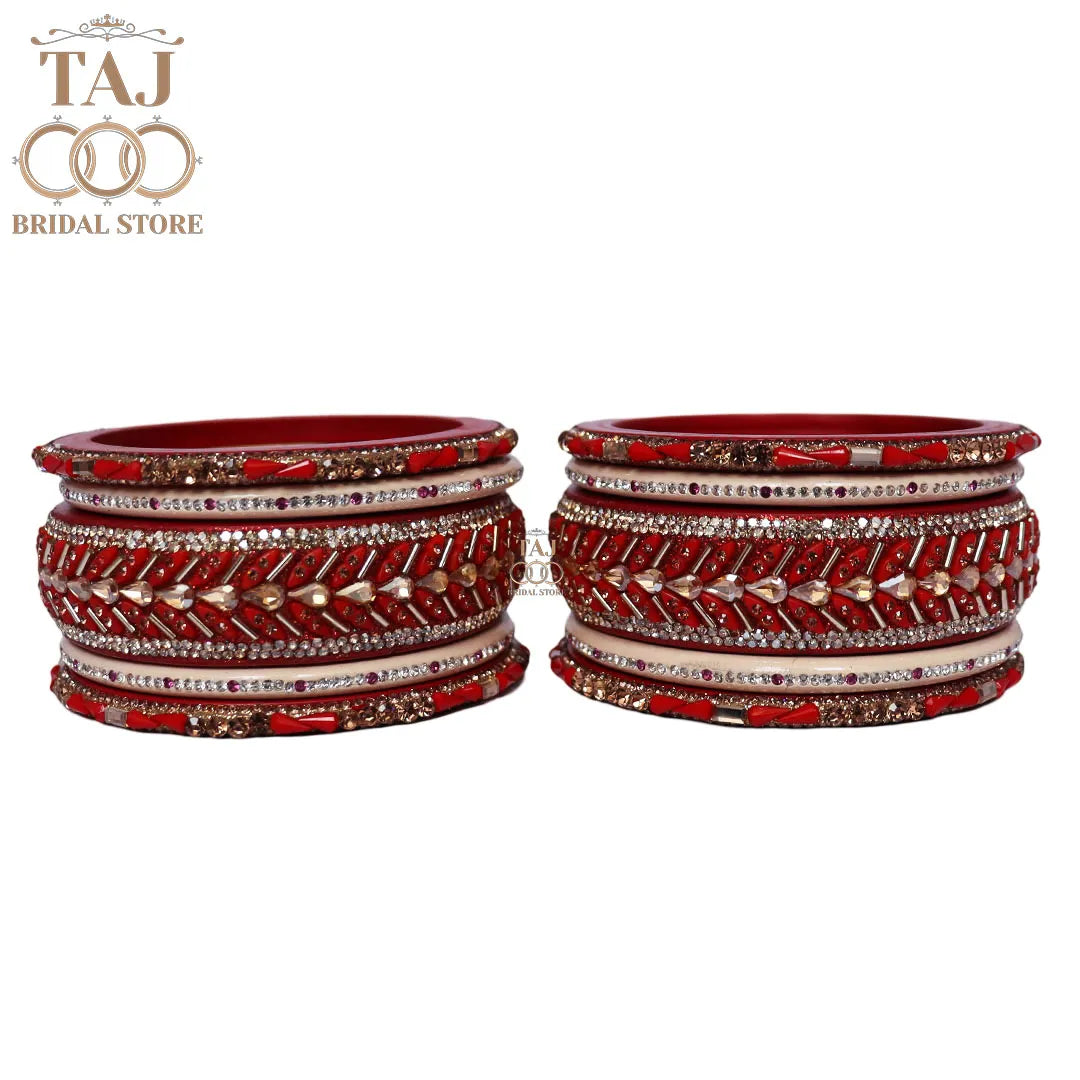 Women Lac Short Bangles Set With Latest Kundan Rhinestones Design