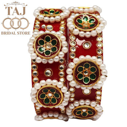 Regal Rajwadi Kada Set with Kundan and Pearl Accents (Set of 2)