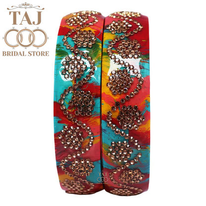 Colorful Lac Kada Bangles for Women (Set of 2)