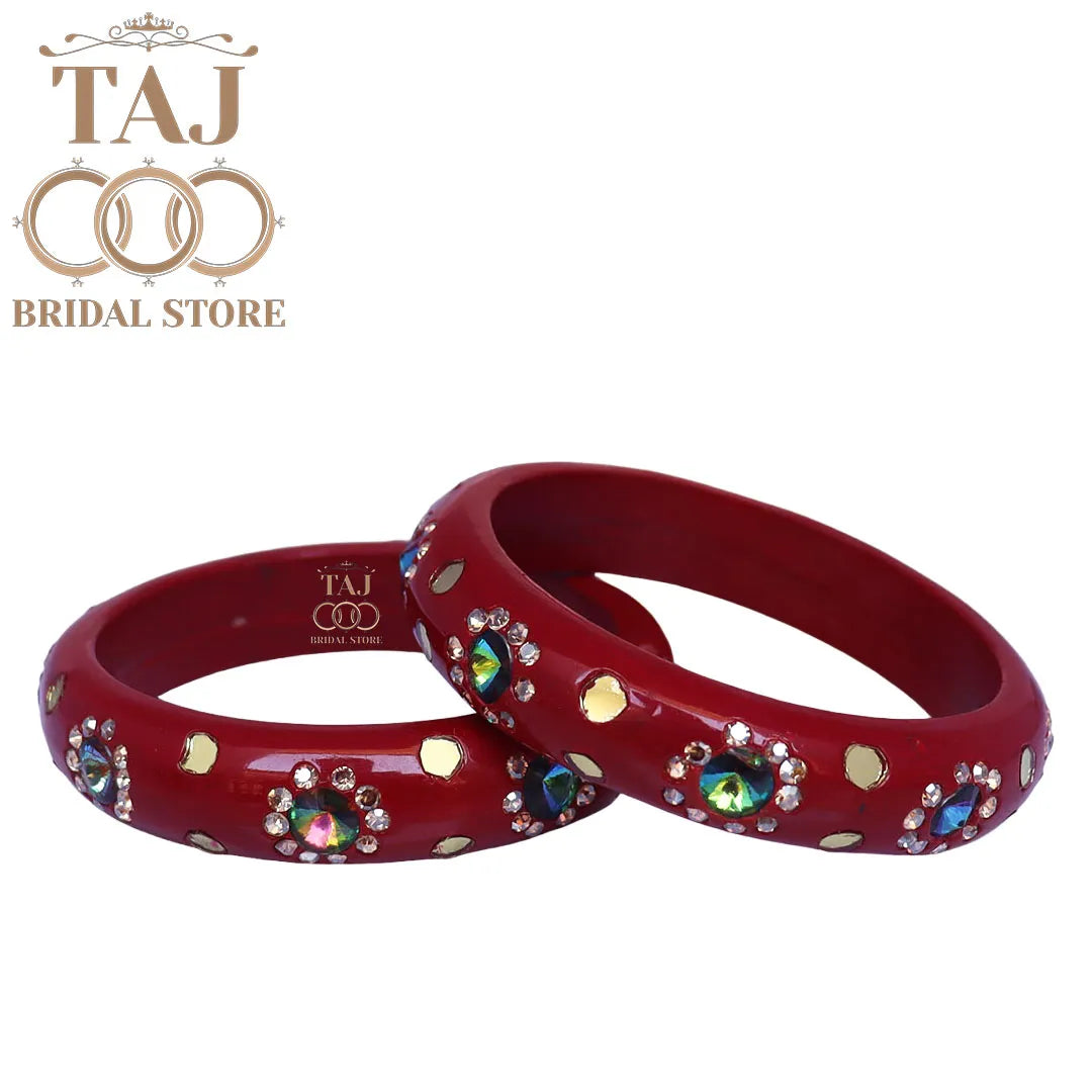 Lac Kada With Beautiful Rhinestone Design (Pack of 2)