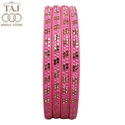 Designer Lac Bangles Set in Latest Traditional Rhinestones Design