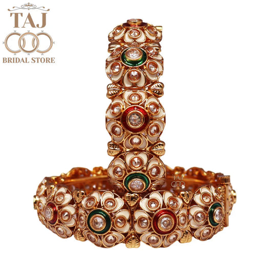 Rajwadi Floral Bracelet with Rhinestones and Enamel