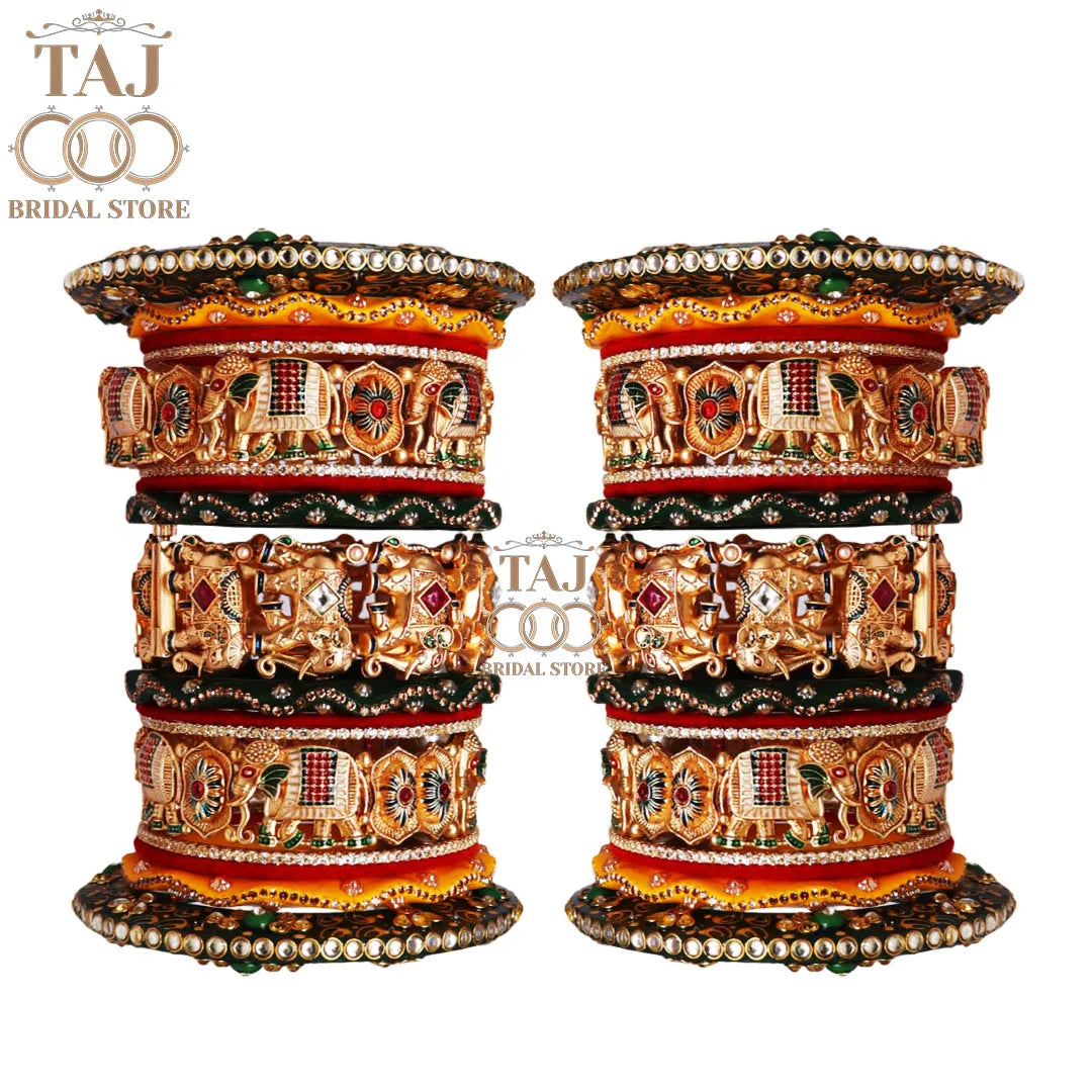 Premium Rajwadi Bangles Set with Latest ZIG-ZAG and Elephant Design