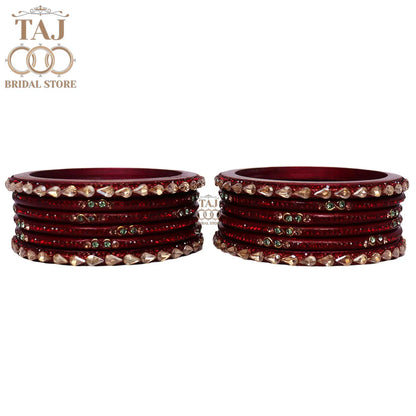 Rajasthani Short Lac Bangles Set With New Kundan Design