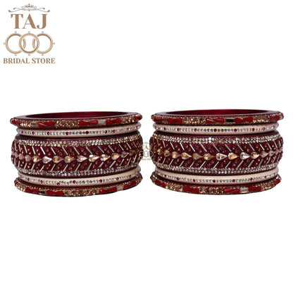 Women Lac Short Bangles Set With Latest Kundan Rhinestones Design