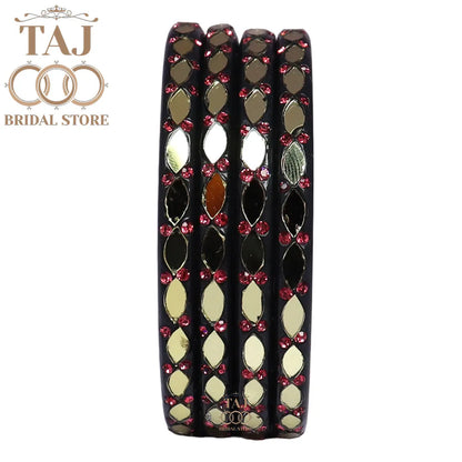 Lakh Kada With Beautiful Mirror and Stone Work (Pack of 4)