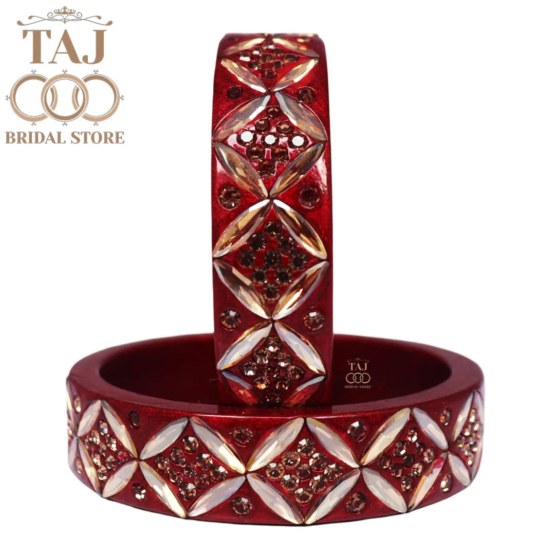 Traditional Rajasthani Lac Kada Bangles with Kundan and Rhinestones