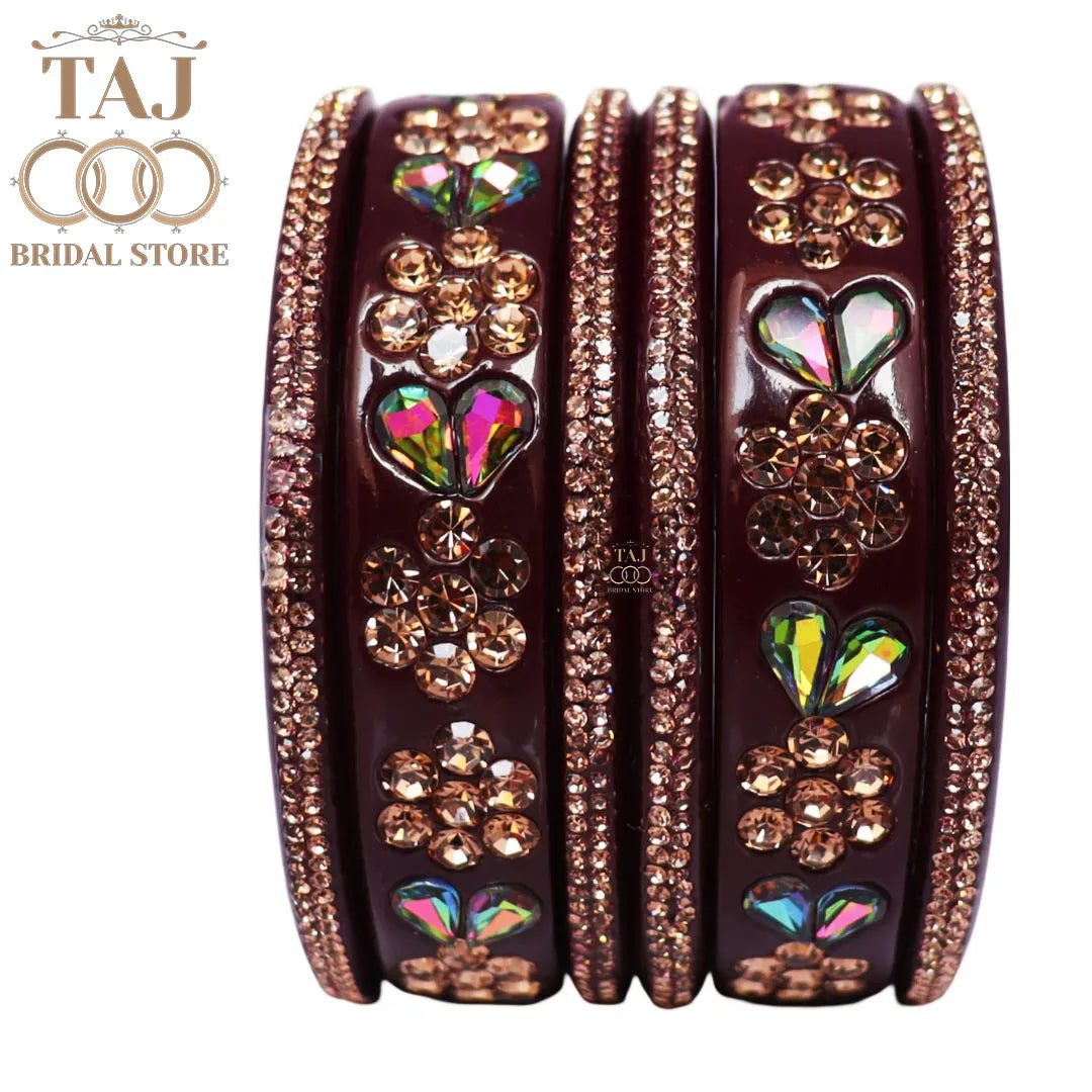 Rajasthani Short Lac Bangles Set in Latest Kundan & Rhinestons Design