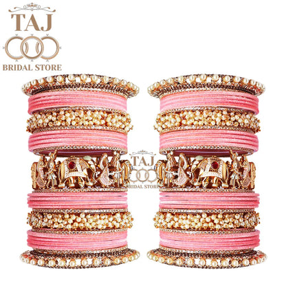 Elegant Wedding Bangle Set with Dulha-Dulhan & Elephant Motifs