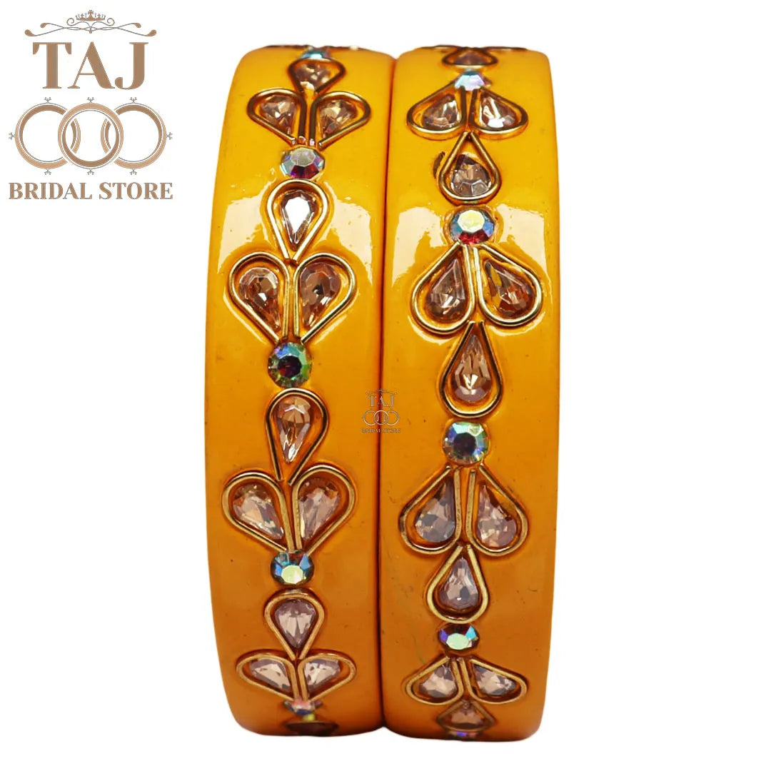 Designer Lac Kada Bangles with Exquisite Kundan Work (Set of 2)