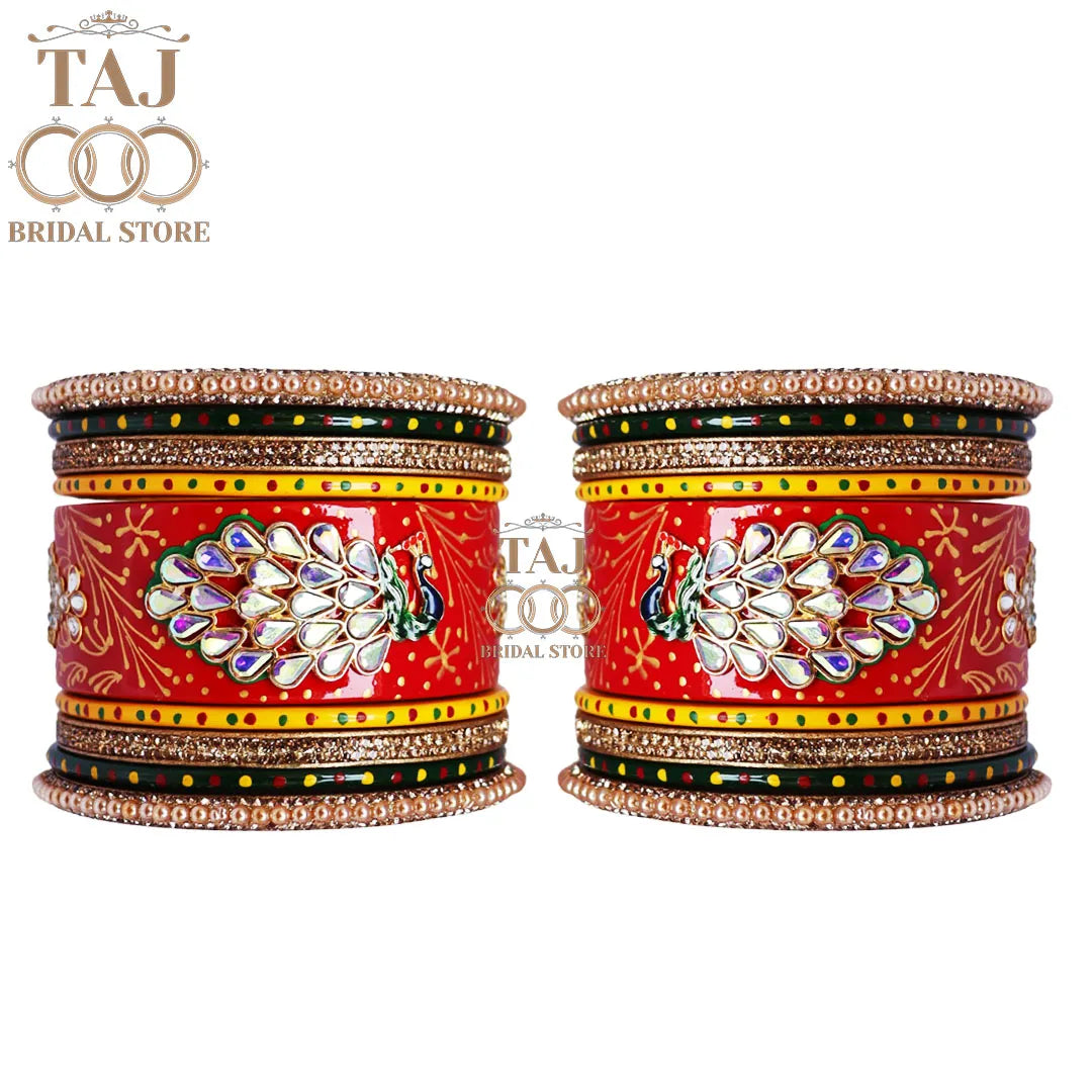 Diwali Special Lac Bangle Set with Beautiful Peacock Design