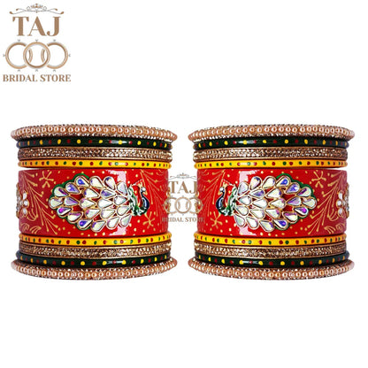 Diwali Special Lac Bangle Set with Beautiful Peacock Design