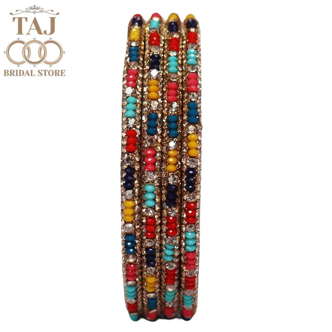 Handmade Lac Bangles For Women With Latest Rhinestones Design