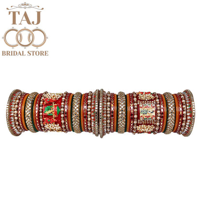 Royal Rajasthani Traditional Chura Set With Beautiful Doli and Peacock Kada