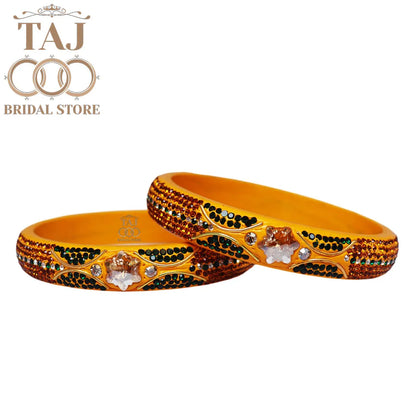 Handmade Rajasthani Kada Featuring Dazzling Rhinestones (Set of 2)