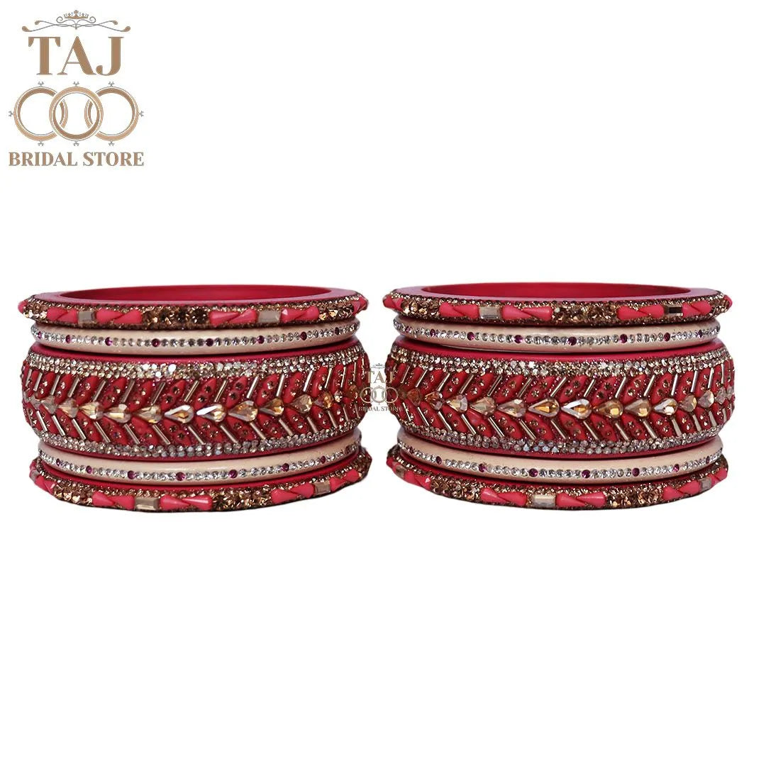 Women Lac Short Bangles Set With Latest Kundan Rhinestones Design