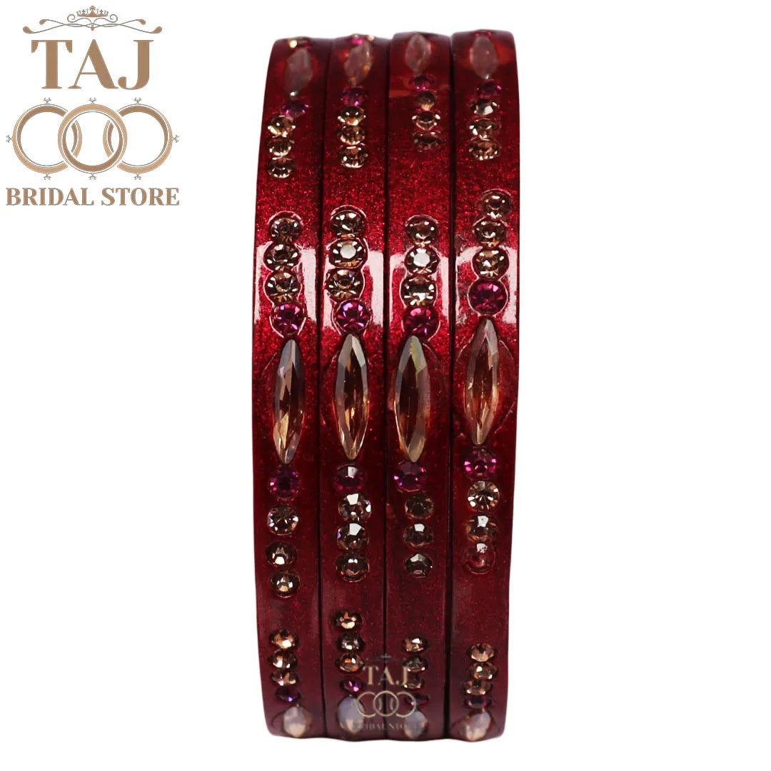 Lac Bangles Set With New Kundan and Stones Design (Set of 4)