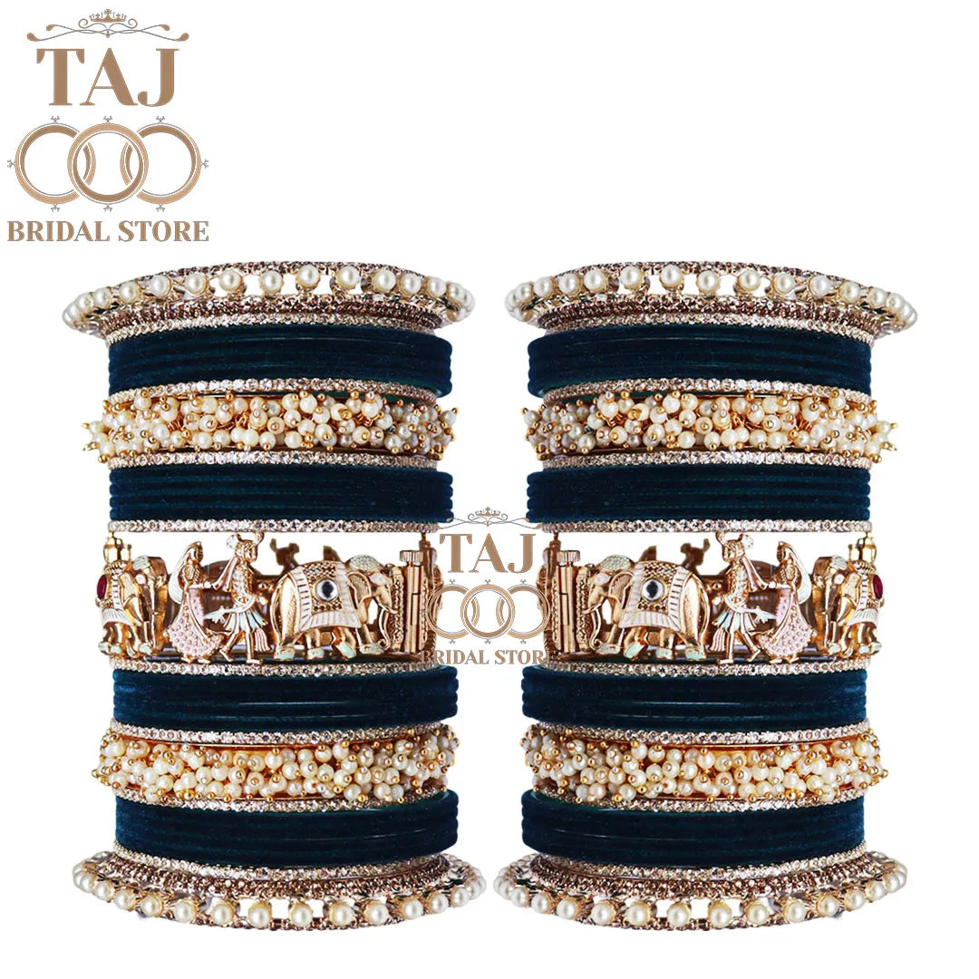 Elegant Wedding Bangle Set with Dulha-Dulhan & Elephant Motifs