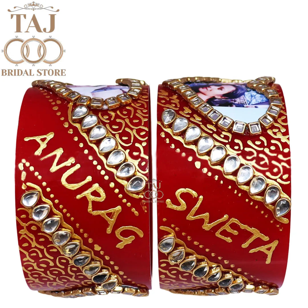 Bridal Bangles with Couple Name and Photo