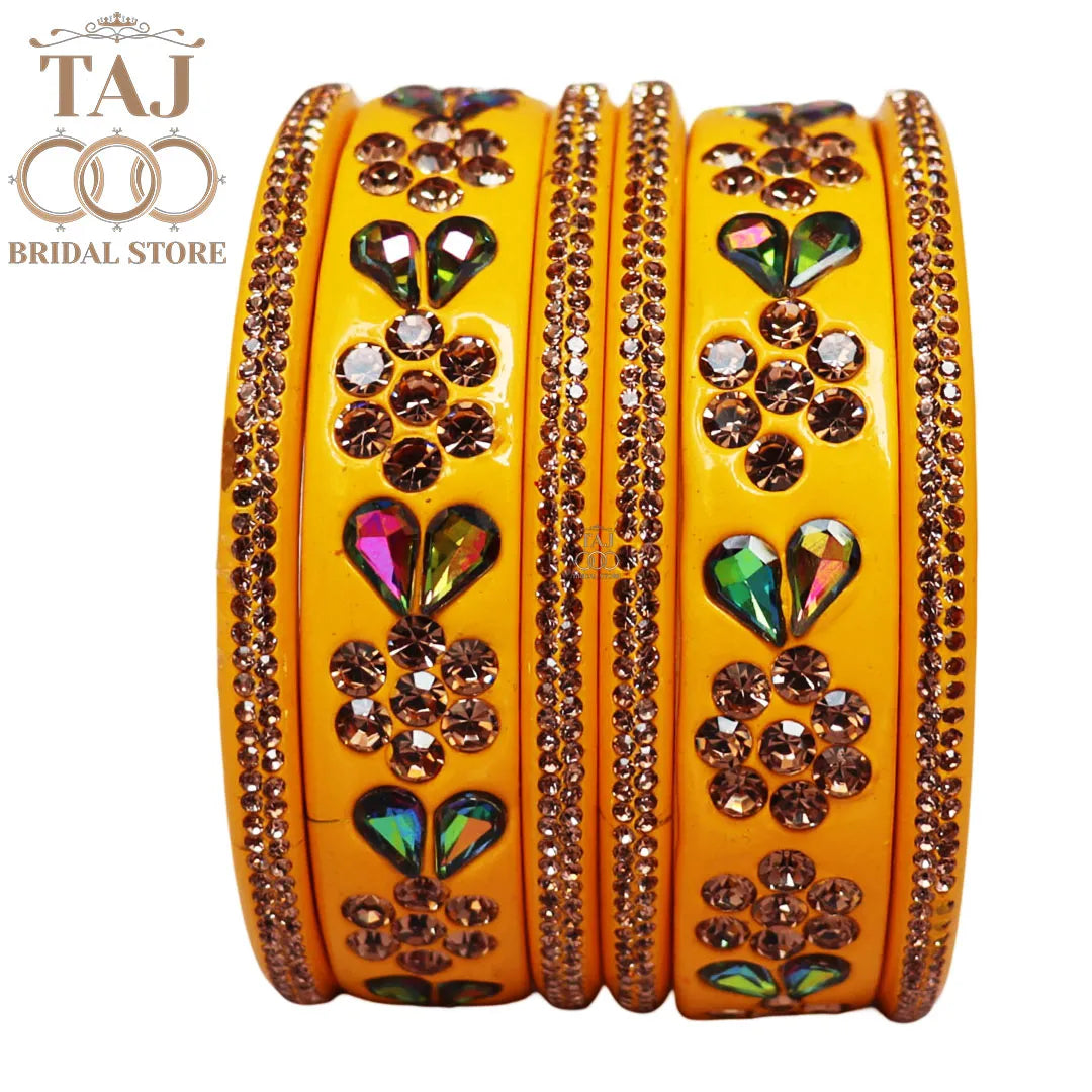 Rajasthani Short Lac Bangles Set in Latest Kundan & Rhinestons Design