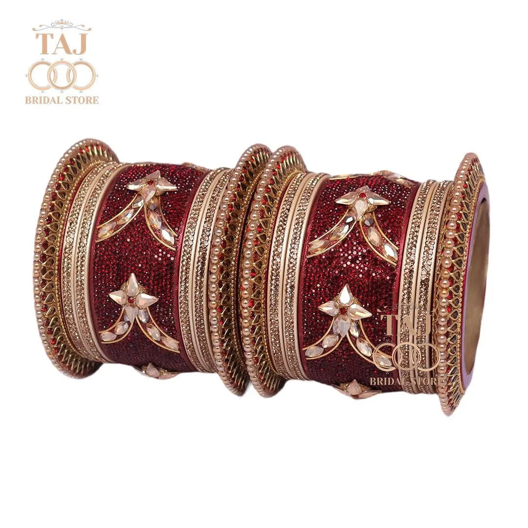 Lac Bangles for Bride with Best Kundan Work (Pack of 14) Taj Bridal Store