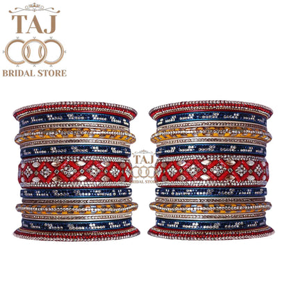 Traditional Rajasthani Chura Set With Beautiful Rhinestone and Kundan Design