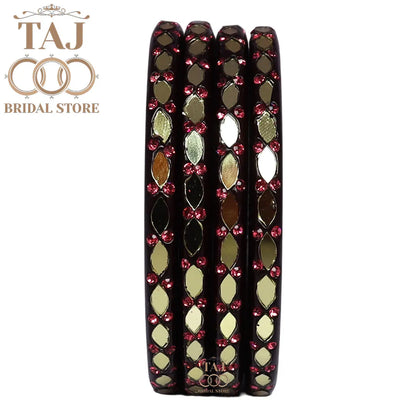 Lakh Kada With Beautiful Mirror and Stone Work (Pack of 4)